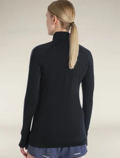 Icebreaker Base Layers^Women's Merino Blend 125 ZoneKnit™ Long Sleeve Half Zip Thermal Top Black/Graphite