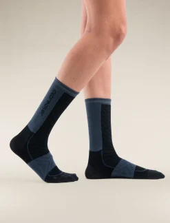 Icebreaker Socks^Women's Merino Blend Run+ Ultralight Crew Socks Black/Graphite