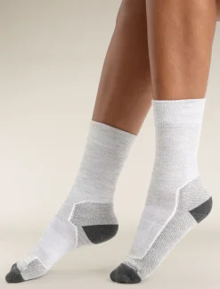 Icebreaker Socks^Women's Merino Hike+ Light Crew Socks BlizzardHeather