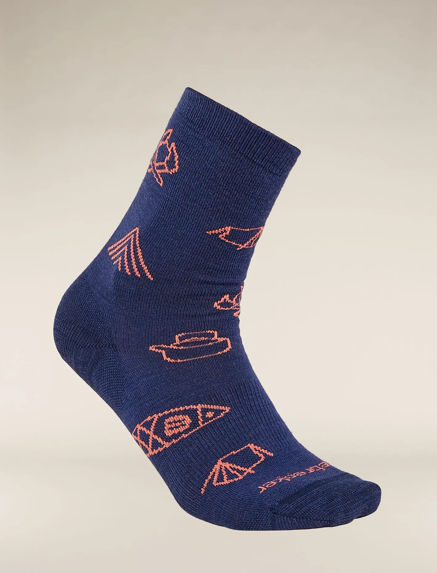 Icebreaker Socks^Women's Merino Lifestyle Ultralight Crew Socks Camp Essential RoyalNavy/Tang