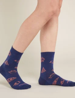 Icebreaker Socks^Women's Merino Lifestyle Ultralight Crew Socks Camp Essential RoyalNavy/Tang