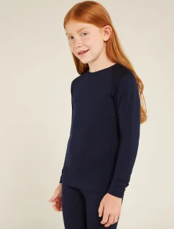 Icebreaker Tops & Bottoms^Kids' Merino 200 Oasis Long Sleeve Crew Neck Thermal Top MidnightNavy