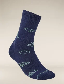 Icebreaker Socks^Men's Merino Lifestyle Ultralight Crew Socks Camp Essentials RoyalNavy/CloudRay