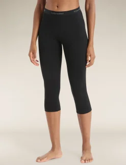 Icebreaker Bottoms|Base Layers^Women's Merino 200 Oasis 3/4 Thermal Leggings Black