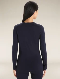 Icebreaker Base Layers^Women's Merino 200 Oasis Long Sleeve Crewe Thermal Top MidnightNavy